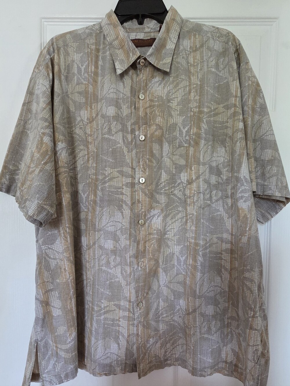 Tori Richard Hawaiian Aloha Shirt Mens 2XL XXL Cotton Lawn Beige Peach Paisley